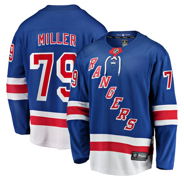 Men's New York Rangers #79 K'Andre Miller Blue Home Stitched Jersey Men's New York Rangers #79 K'Andre Miller Blue Home Stitched Jersey